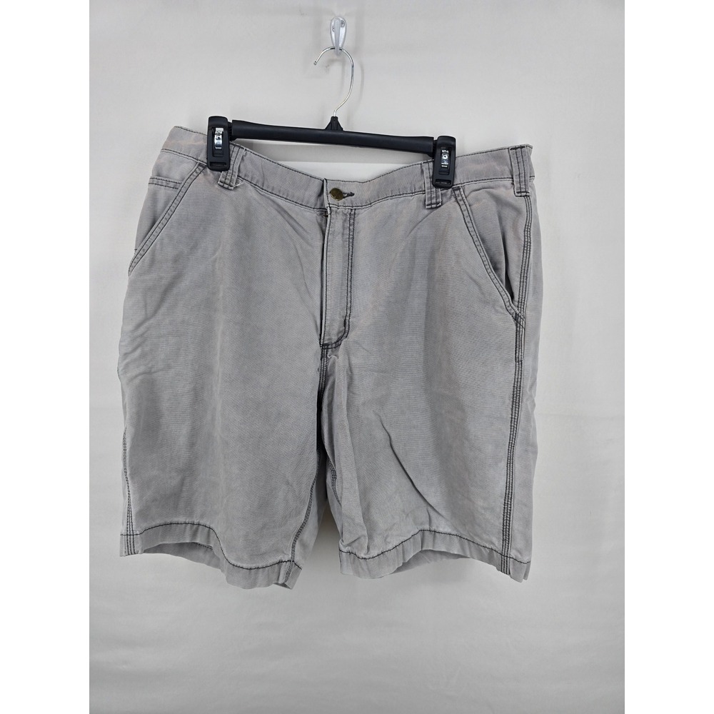 Carhartt Mens Gray Canvas Utility Work‎ Shorts Size 38 Hammer Loop Rugged Casual